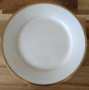 Bob Mackie 2000 Fine China Gold Trim White Soup Bowl Salad Plate Designer